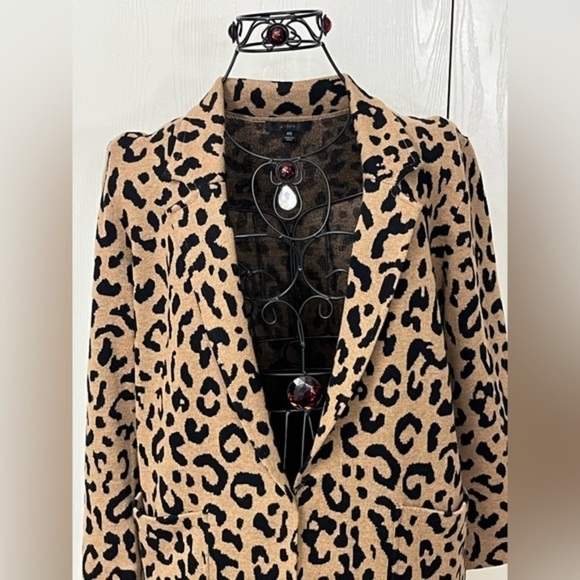 🟢 J. Crew Leopard Print 3/4 Sleeve Cardigan - Picture 4 of 13